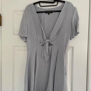 Lulu’s Short Sleeve Flutter Dress in Light blue-grey color, size M